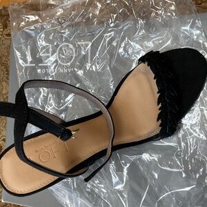 New Black Suede block heel sandals size 7.5